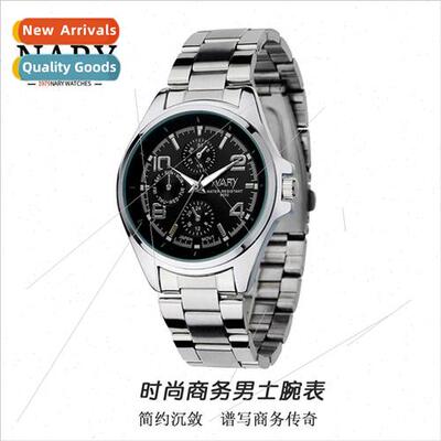 Brand Watch Men Fake Three Eyes minous Waterproof Steel Stra