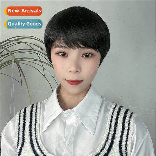 Wig female short hair oblique bangs elderly high-temperature