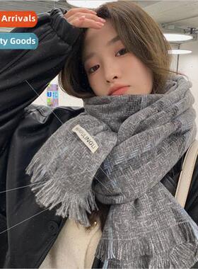 Scarf female 2023 new winter Korean ins letters labeling hun