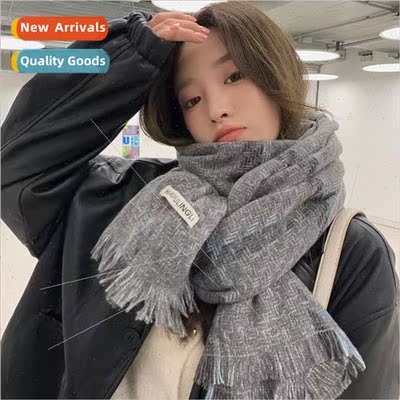 Scarf female 2023 new winter Korean ins letters labeling hun