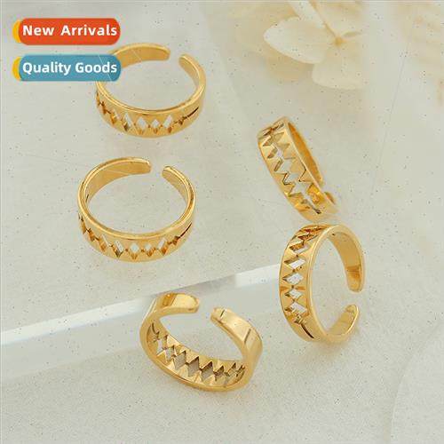 French ins cold retro teeth hollow irregular opening ring ta