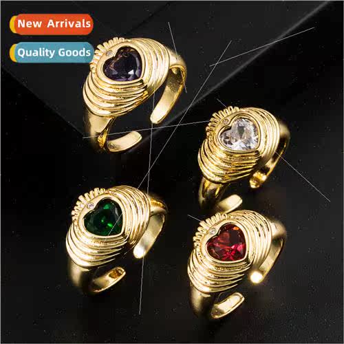 Europe vintage copper plated real gold inlaid color zirconia