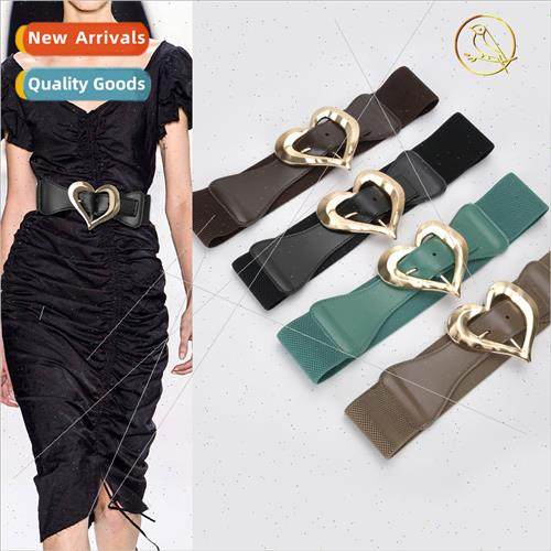 Europe wide belt love-shaped pin buckle head fashion elastic