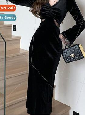 Senior sense temperament long-sleeved 2023 dress fall winter