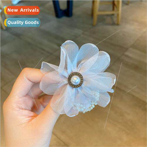Organza camellia headband head flower hair rope Korean silk