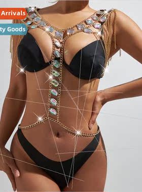 Europe acrylic chest chain fashion sexy splicing double shou