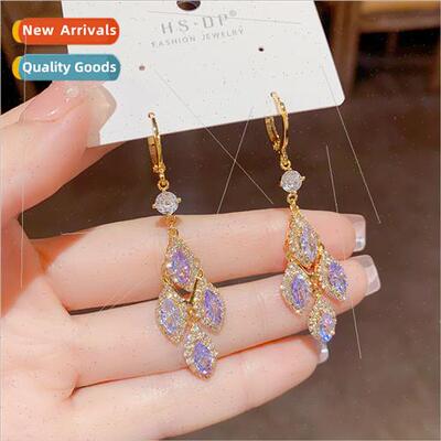 Korea exquise celebry fashion water drop purple zirconium ta