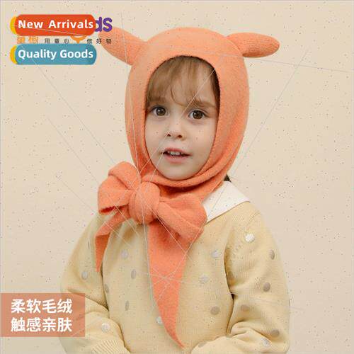 Childrens hats winter warm windproof plush scarf all-in-one