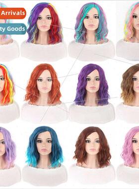 Europe fashion wig parted big scalp gradient color bubble cu