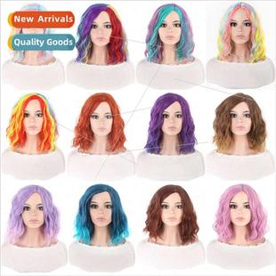 parted big bubble fashion color wig gradient Europe scalp