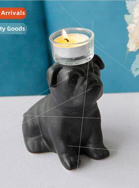 mple Puppy Ceramic Candle Holder Modern Black Frosted Romant