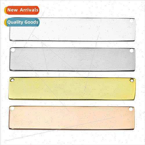 silver diy jewelry accessories simple engraved LOGO rectangl