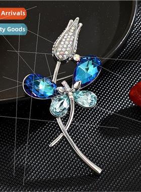 xury Exquise Austrian Crystal Butterfly Tulip Flower Blazer