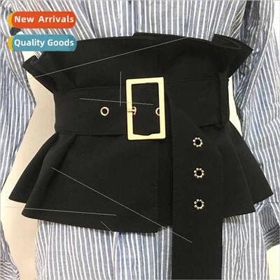 ruffled rim lap seal pin buckle adjustable belt waist waist