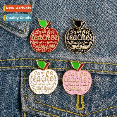 Creative Teacher Day  Brooch Four Color Apple Enamel Teacher