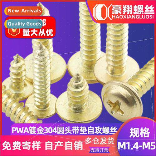PWA gold-plated color 304 round head wh gasket self-tapping