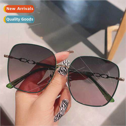 metal large frame round sunglasses female round face retro H