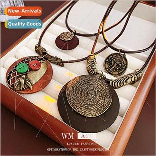card letters ethnic old necklace round leather Doing metal