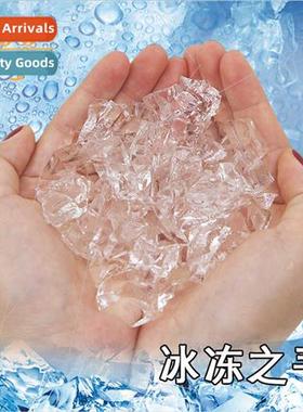 Frozen hands big package drying magic water into ice grabbin