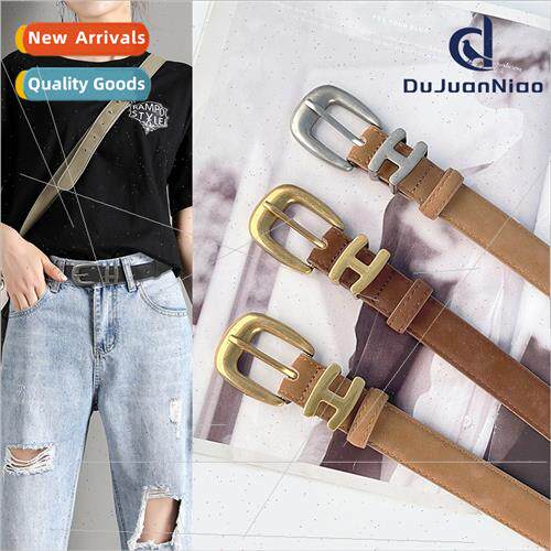 Frosted cowhide women leather belt jeans senior sense female