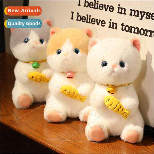 Cute kten plush toy cat eating fish doll doll creative child