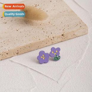 sweet asymmetric flower Korea female tide earrings Mori new