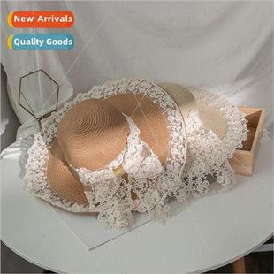 weaving cute sun straw bow lace summer sweet Lola Japanese