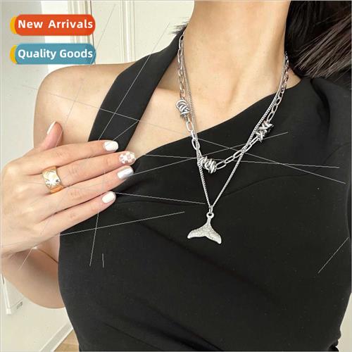 double layer necklace female new tanium steel ins hip hop co