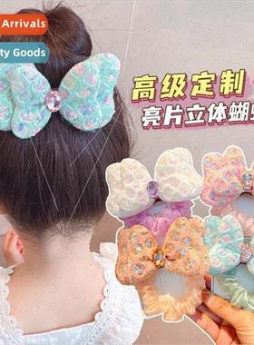 Children sequins bow hair bgirls leather bbaby tie pill head