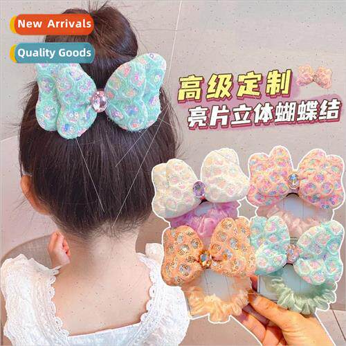 Children sequins bow hair bgirls leather bbaby tie pill head