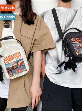 ins canvas bag female crossbody bag fashion simple chest bag