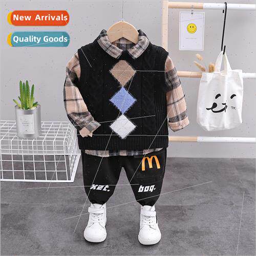 2023 spring new boys sweater three-piece Korean sweater vest