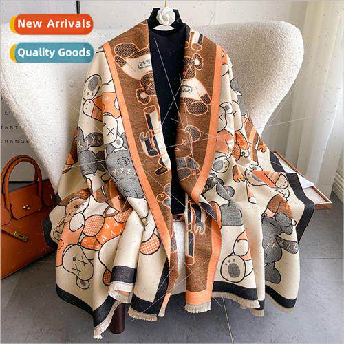 Korean  bear imation cashmere scarf female fall winter Japan
