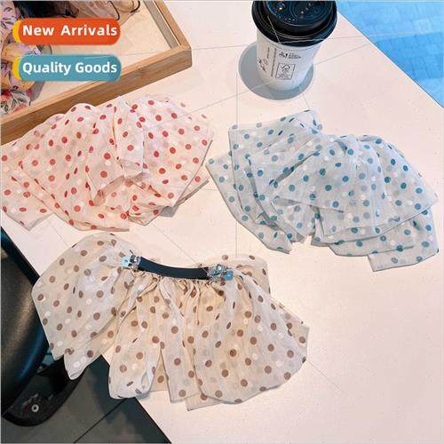 Korea new  retro cream polka dot high  multi-layer bow fairy