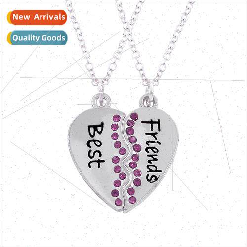 BFF Rhinestone English Diamond Heart Necklace Best Friends T