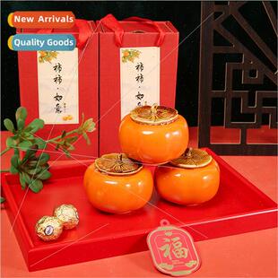 Persimmon Ruyi wedding candy jar persimmon tea canister enga