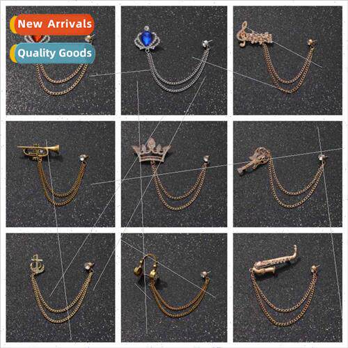 Brish diamond anchor diamond chain fashion pins men su acces