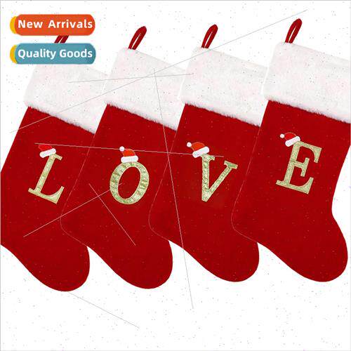 Large Christmas Stocking Christmas Decoration Embroidered Al