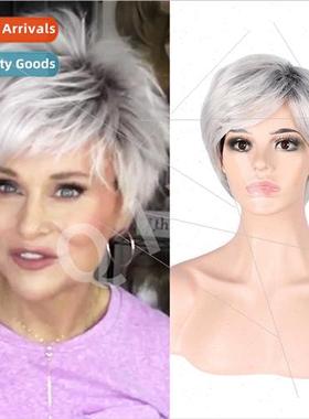 Europe fashion wig female bleaching dyeing short hair fluffy