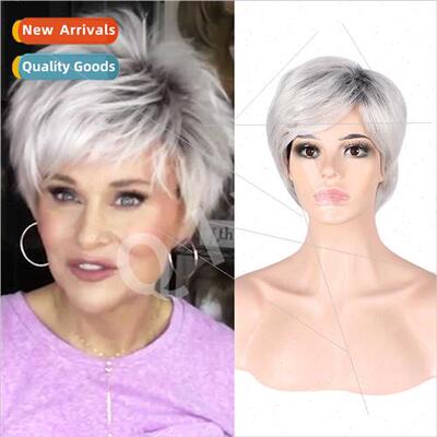 Europe fashion wig female bleaching dyeing short hair fluffy