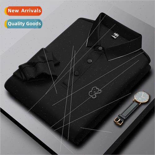 Men ice silk long-sleeved t-shirt POLO shirt middle-aged sol