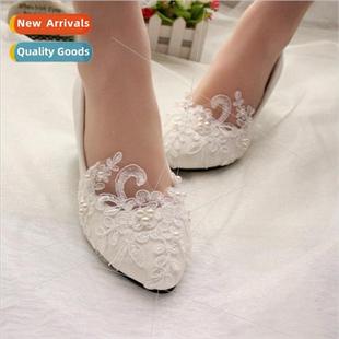 Large ze Flat Wedding Shoes Whe Bridal Dress Bridesmaid Shoe