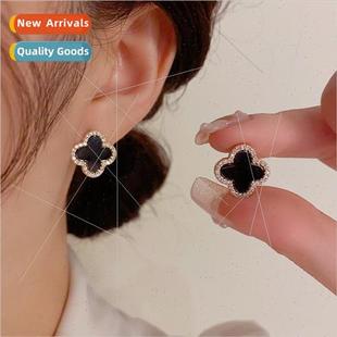 simple four leaf Fashion earrings small flower s92 versatile