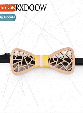 2017 new irregular openwork carved wooden bow tie su casual