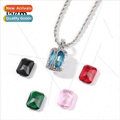 Europe New Hip Hop Flip Flop Colorful Gemstone Pendant Neckl