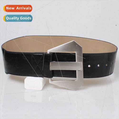 Belt women  retro brushed silver buckle extra wide waist sea