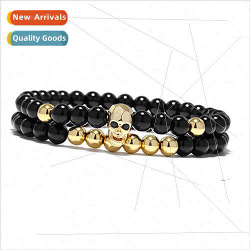Skull Demon Shape Bead String Bracelet Faceted Ghost Head Di