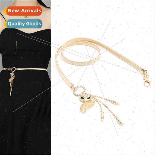 New French fox pendant metal waist chain variety thin belt l