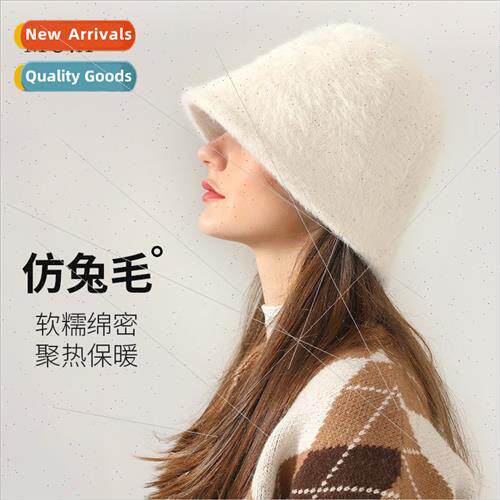 Bucket hat female fall winter Korean  tide rabb hair fisherm