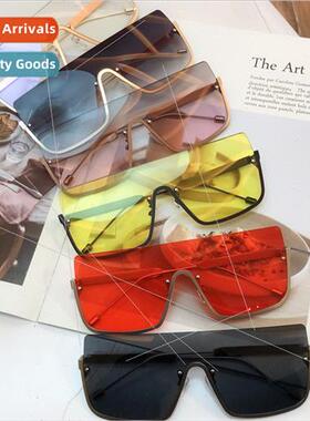 2018 new yellow one-piece windproof sunglasses female ins  h